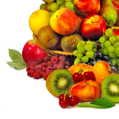 tasty different fresh fruits on white background