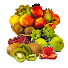 Isolated image of different fruits on white background