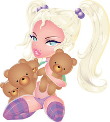 Obraz na płótnie Canvas Girl with teddy bears