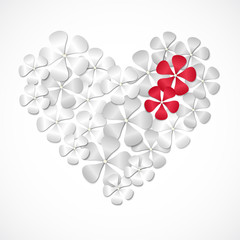 heart and flowers. Elegant Valentine`s day background.