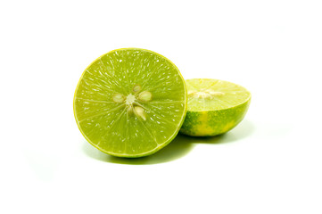 slice green lime isolated in white background