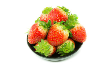Fresh red strawberries in white background