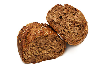 Fresh bread isolated, bread broken