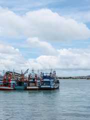 Fototapeta premium fisherman boats at a pier in Thailand