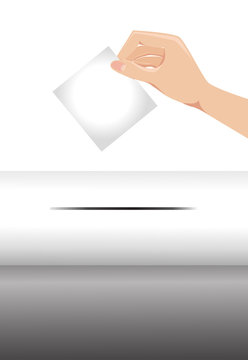 hand down paper in the box concept for election, ballot
