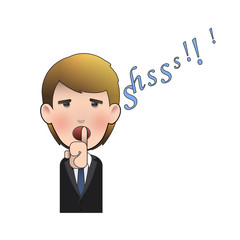 Businessman making silence gesture