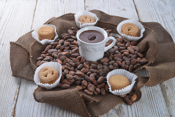 Fototapeta na wymiar Hot chocolate with cookie