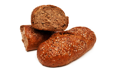 Fresh bread isolated, bread broken
