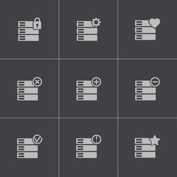 Vector black database icons set