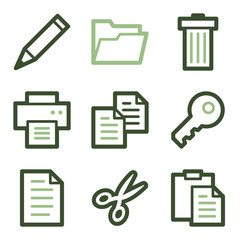 Document icons, green line contour series