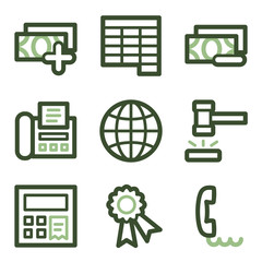 Finance icons, green line contour series