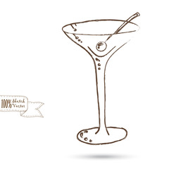 Sketch of Wine Glass Isolated On The White Background
