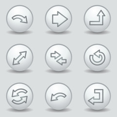 Arrows web icons set 1, circle white matt buttons