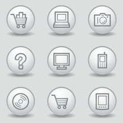 Electronics web icons set 1, circle white matt buttons