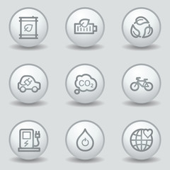 Ecology web icons set 4, circle white matt buttons