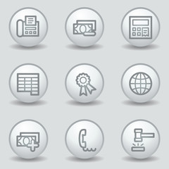 Finance web icons set 2, circle white matt buttons