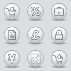 E-business web icons, circle white matt buttons
