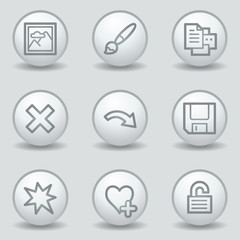 Image viewer web icons set 2, circle white matt buttons