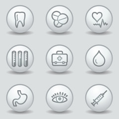 Medicine  web icons set 1, circle white matt buttons