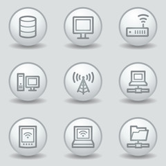 Network web icons , circle white matt buttons