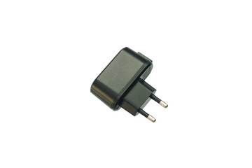 Black plastic charger for electronic devices.
