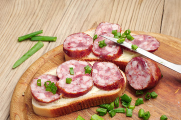 Sandwiches with sausage