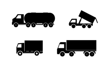 Camions de transport en 4 icônes