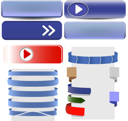 set of buttons and icons