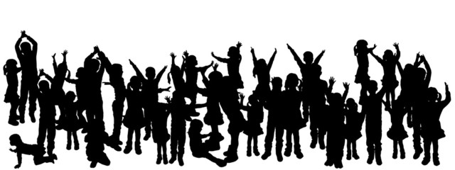 vector illustration with family silhouettes.