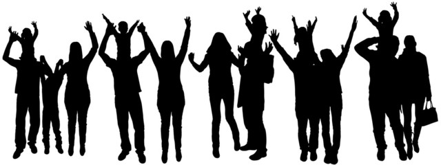 vector illustration with family silhouettes.