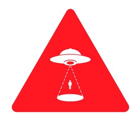 Enlèvement par une soucoupe volante dans un panneau de danger