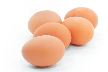 Eggs on white background