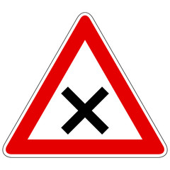 Fototapeta premium Kreuzung oder Einmündung mit Vorfahrt von rechts - Gefahrzeichen