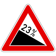 Gefälle 23% - Gefahrzeichen