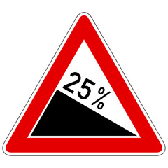 Gefälle 25% - Gefahrzeichen