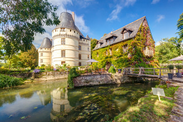 Chateau de l'Islette, France. Landscape with old castle in Loire Valley in summer.