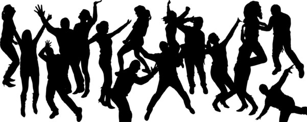 Vector silhouettes of dancing people.