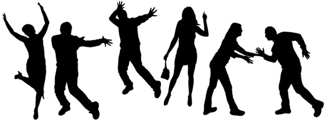 Vector silhouettes of dancing people.