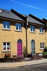 Modern new terraced houses in Docklands, London, England, UK