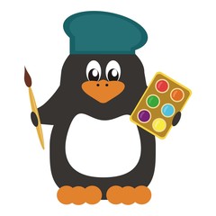 nice penguin with paints