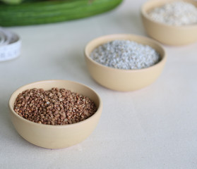 Buckwheat cereal in the salad dish