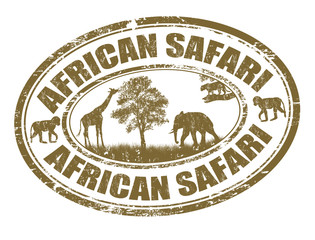 African safari stamp - obrazy, fototapety, plakaty