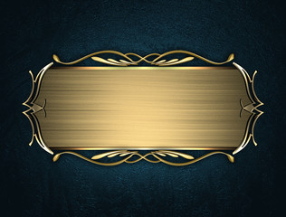 Blue texture with beautiful gold name plate with gold ornate