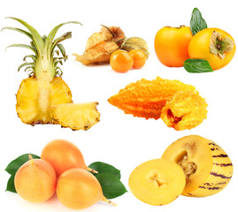 Yellow exotic fruits isolated on white