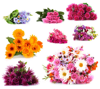 Flower bouquets isolated on white - Powered by Adobe