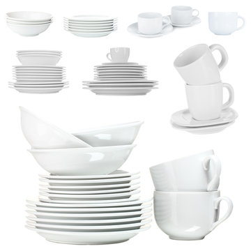 Clean dishware isolated on white