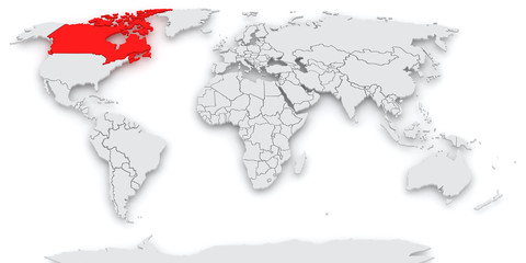 Map of the world. Canada. © Tatiana