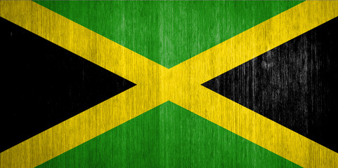 Jamaica Flag on wood background