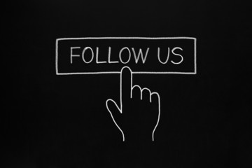 Hand Clicking Follow Us Button