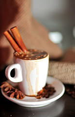 cup of coffee with cinnamon